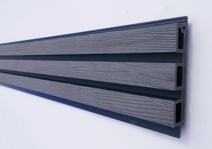 Slatted Cladding Wood Grain Dark Grey