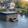 Anthracite Grey Wood Grain Decking With Hot Tub And Garden Furniture