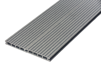 Slate Grey Grooved Decking Boards Side By Side In Thick Grooved Finish With 4 Square Hollow Core