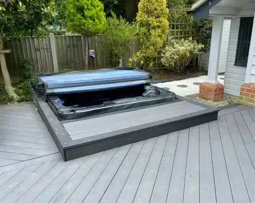 Pattern Laid Decking With Sunken Hot Tub Ideas With Ultra Decking