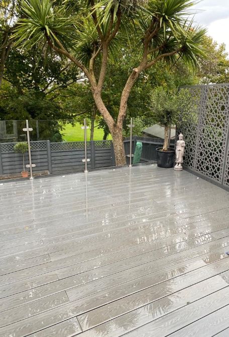 wet composite decking project