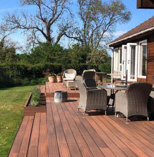 garden furniture and a composite deck outdoor