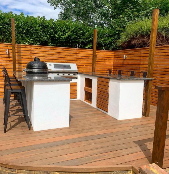 composite decking project for outdoor kitchen