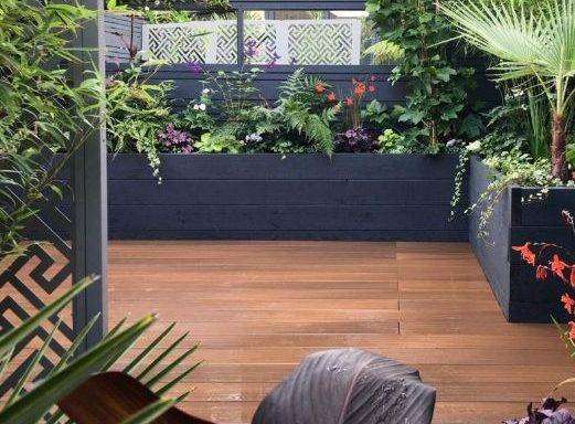 enclosed garden with composite decking flooring