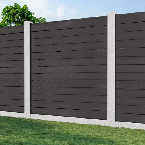 Anthracite Grey Composite Fencing Constructed Using U Shaped Channels With Concrete Posts