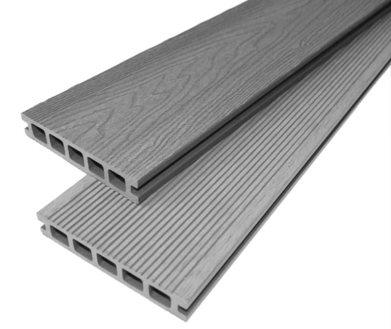 Wood Grain Light Grey Decking Board Overlap View of Board Together