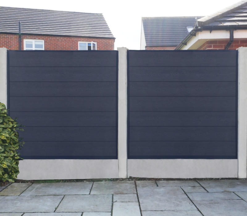 Wood Grain Anthracite Grey Composite Fence Panel