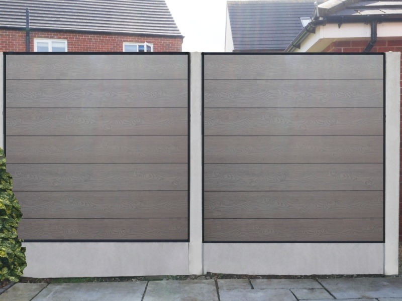 Wood Grain Brown Composite Fence Panel