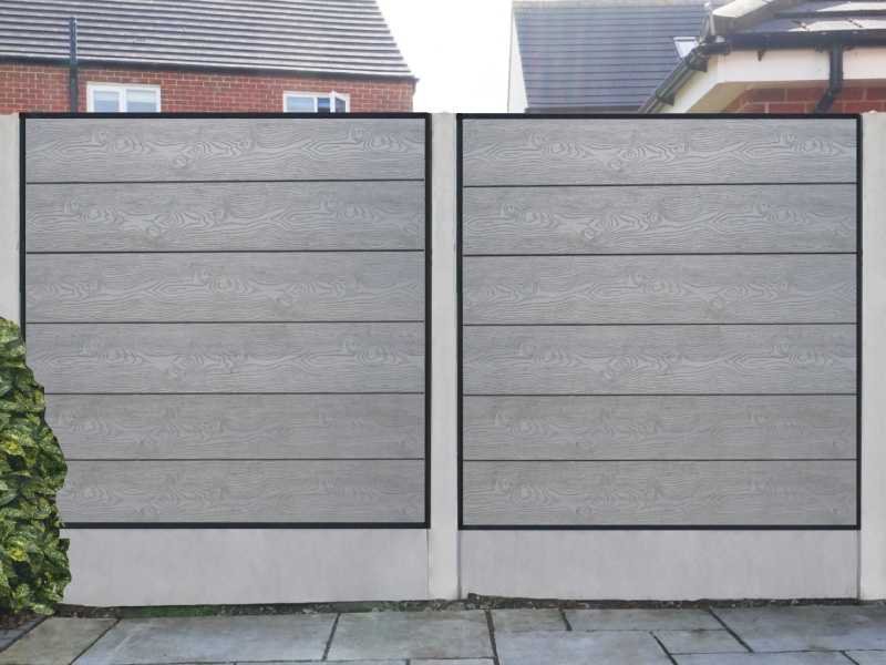 Wood Grain Light Grey Composite Fence Panel