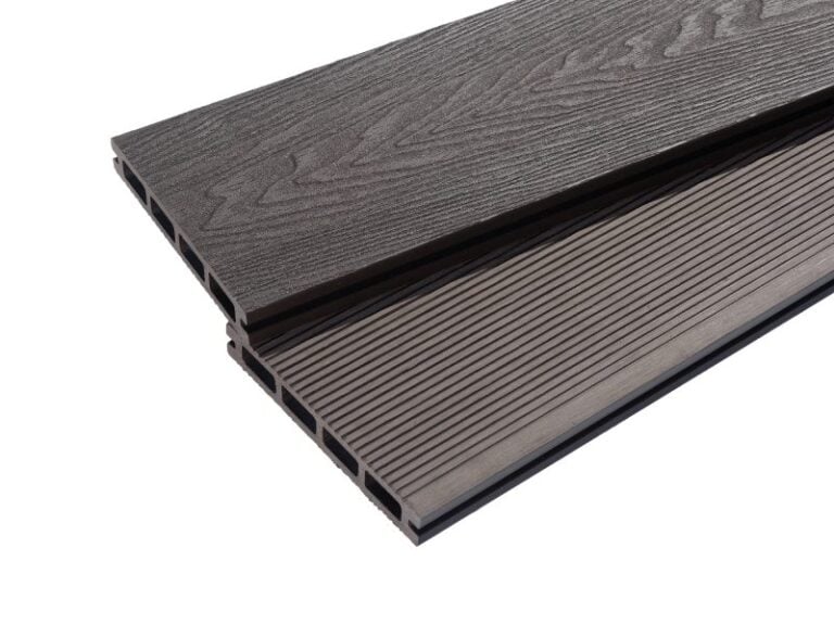 Chocolate Reversible Wood Grain Composite Decking Board | Left View