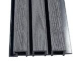 Dark Grey Slatted Composite Cladding With Unique Wood Grain | Straight On Singe Board View