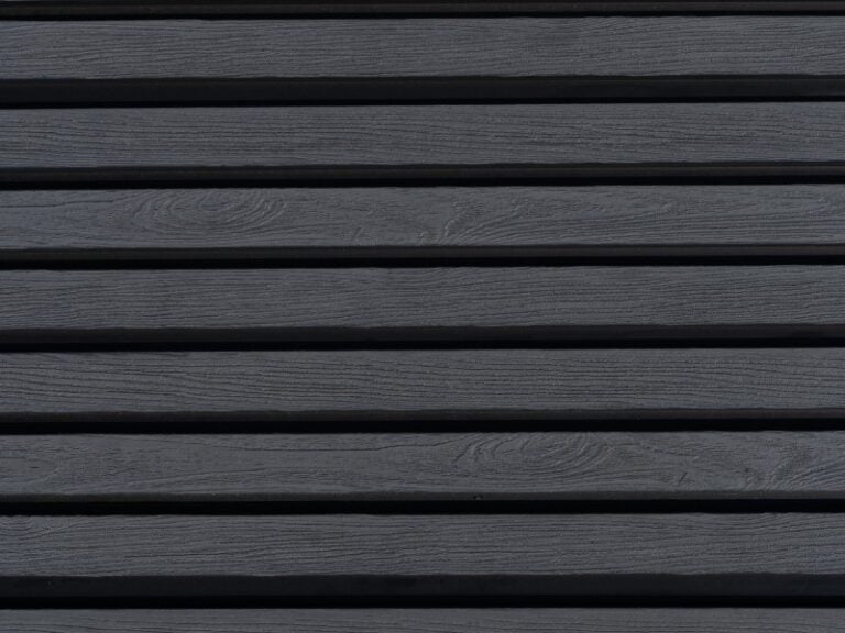 Dark Grey Slatted Composite Cladding With Unique Wood Grain | Close Up View