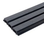 Dark Grey Slatted Composite Cladding With Unique Wood Grain | Right Side On Singe Board View