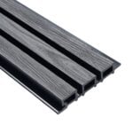 Dark Grey Slatted Composite Cladding With Unique Wood Grain | Left Side On Single Board View