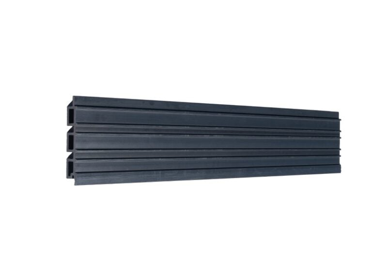 Dark Grey Slatted Composite Cladding With Unique Wood Grain | Close Up Back View