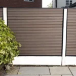 Front view of Brown Slatted Composite Fence Panel