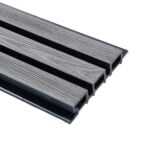 Grey Slatted Composite Cladding With Unique Wood Grain | Left Side Single Board View