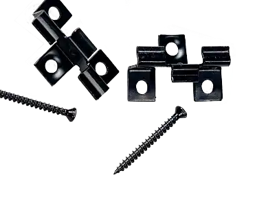 Two slim clips in black with screws