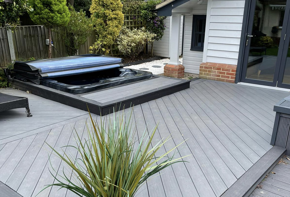 Ground Level Deck With Sunken Hot Tub