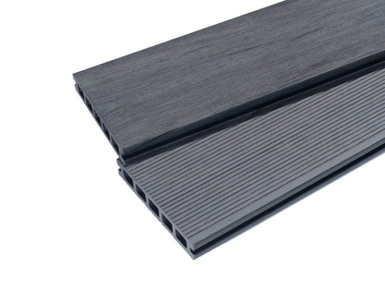 Close view of Two Ash Grey Composite Decking Board