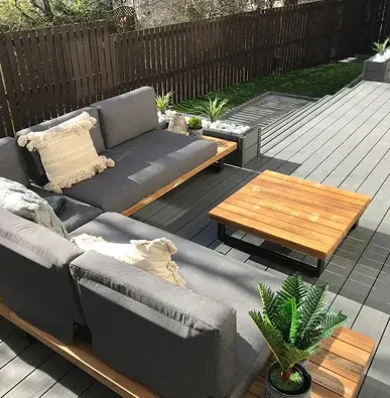 outdoor composite decking with rattan