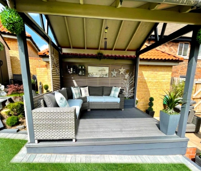 Contrast Decking With Shelter Pergola Perfect For Summer & Winter Events
