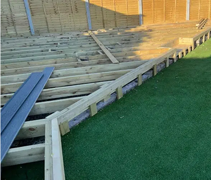 Wooden Joists With Boards Ready To Be Installed