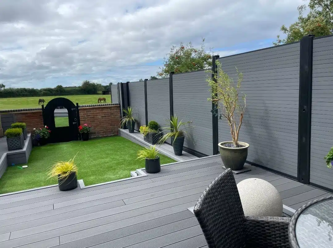 Picture of Grey Fencing With Aluminium Posts And Grey Decking (2)