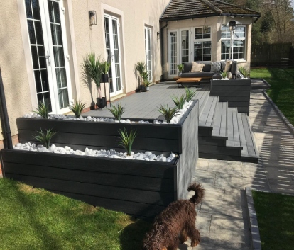 Ash Grey Deck Raised With Built in Planters