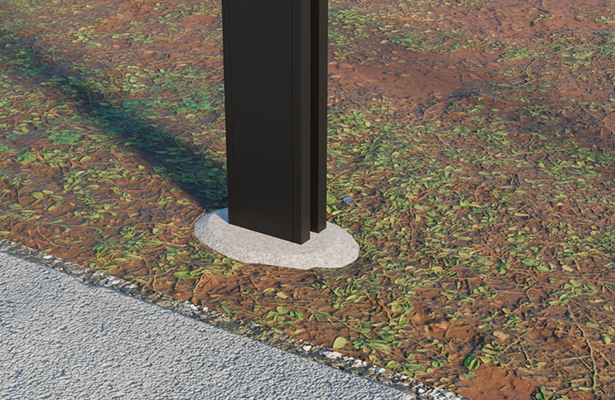 Black Post Concrete Into The Ground