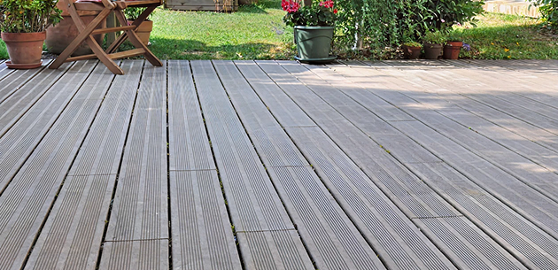 Close Low View Of Wooden Decking Boards