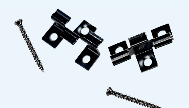 Two slim clips and screw in matt black