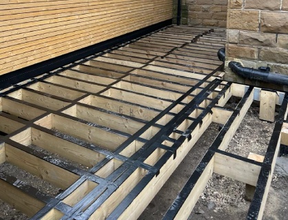 Decking Joist Frame With Black Seal