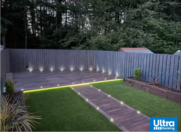 Pathway Using Walnut Composite Decking & Spots Lights