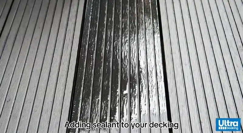 Image frame of adding sealer to composite decking