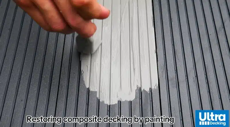 Painting composite decking on grooved board video frame image